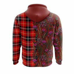 ScotsTee Shop Scottish Majoribanks Family Crest Tartan Hoodie Scottish Thistle Flower Half Style