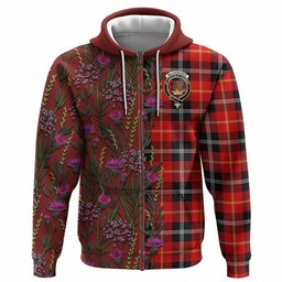 ScotsTee Shop Scottish Majoribanks Family Crest Tartan Hoodie Scottish Thistle Flower Half Style