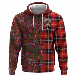 ScotsTee Shop Scottish Majoribanks Family Crest Tartan Hoodie Scottish Thistle Flower Half Style