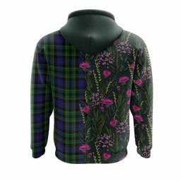 ScotsTee Shop Scottish Mowat Family Crest Tartan Hoodie Scottish Thistle Flower Half Style