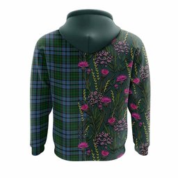 ScotsTee Shop Scottish Forsyth Family Crest Tartan Hoodie Scottish Thistle Flower Half Style
