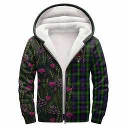 ScotsTee Shop Scottish Farquharson Family Crest Tartan Hoodie Scottish Thistle Flower Half Style