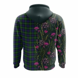 ScotsTee Shop Scottish Gordon Family Crest Tartan Hoodie Scottish Thistle Flower Half Style