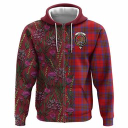 ScotsTee Shop Scottish Leslie Family Crest Tartan Hoodie Scottish Thistle Flower Half Style