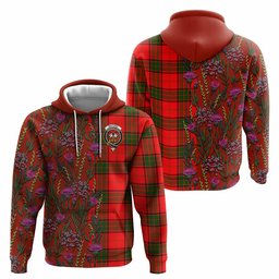 ScotsTee Shop Scottish Maxtone Family Crest Tartan Hoodie Scottish Thistle Flower Half Style