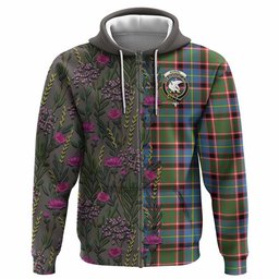 ScotsTee Shop Scottish Norvel Family Crest Tartan Hoodie Scottish Thistle Flower Half Style