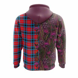 ScotsTee Shop Scottish MacTavish (McTavish) Family Crest Tartan Hoodie Scottish Thistle Flower Half Style