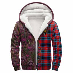ScotsTee Shop Scottish MacTavish (McTavish) Family Crest Tartan Hoodie Scottish Thistle Flower Half Style