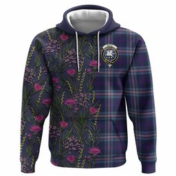 ScotsTee Shop Scottish Nevoy Family Crest Tartan Hoodie Scottish Thistle Flower Half Style