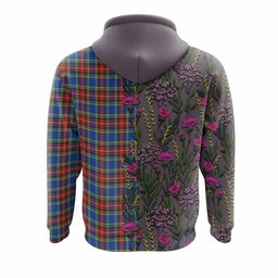 ScotsTee Shop Scottish MacBeth (McBeth) Family Crest Tartan Hoodie Scottish Thistle Flower Half Style