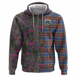 ScotsTee Shop Scottish MacBeth (McBeth) Family Crest Tartan Hoodie Scottish Thistle Flower Half Style