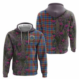 ScotsTee Shop Scottish MacBeth (McBeth) Family Crest Tartan Hoodie Scottish Thistle Flower Half Style