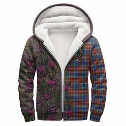 ScotsTee Shop Scottish MacBeth (McBeth) Family Crest Tartan Hoodie Scottish Thistle Flower Half Style