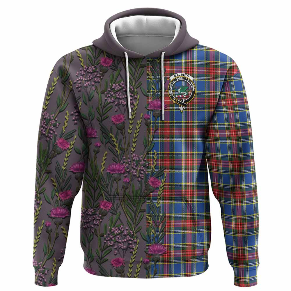 ScotsTee Shop Scottish MacBeth (McBeth) Family Crest Tartan Hoodie Scottish Thistle Flower Half Style