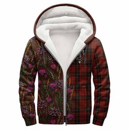 ScotsTee Shop Scottish MacQueen (McQueen) Family Crest Tartan Hoodie Scottish Thistle Flower Half Style