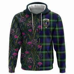 ScotsTee Shop Scottish Lammie Family Crest Tartan Hoodie Scottish Thistle Flower Half Style
