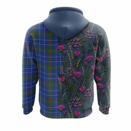 ScotsTee Shop Scottish Edmonstone Family Crest Tartan Hoodie Scottish Thistle Flower Half Style