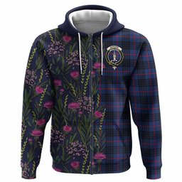 ScotsTee Shop Scottish Morgan Family Crest Tartan Hoodie Scottish Thistle Flower Half Style