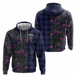 ScotsTee Shop Scottish Morgan Family Crest Tartan Hoodie Scottish Thistle Flower Half Style