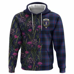 ScotsTee Shop Scottish Morgan Family Crest Tartan Hoodie Scottish Thistle Flower Half Style