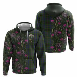 ScotsTee Shop Scottish MacInnes (McInnes) Family Crest Tartan Hoodie Scottish Thistle Flower Half Style