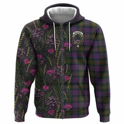 ScotsTee Shop Scottish MacDonell (McDonell) Family Crest Tartan Hoodie Scottish Thistle Flower Half Style