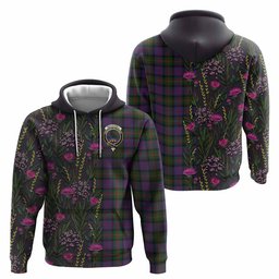 ScotsTee Shop Scottish MacDonell (McDonell) Family Crest Tartan Hoodie Scottish Thistle Flower Half Style