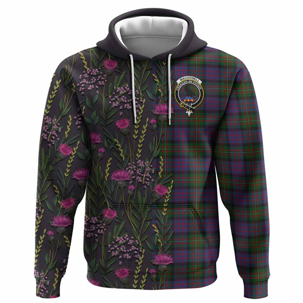 ScotsTee Shop Scottish MacDonell (McDonell) Family Crest Tartan Hoodie Scottish Thistle Flower Half Style