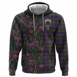 ScotsTee Shop Scottish MacDonell (McDonell) Family Crest Tartan Hoodie Scottish Thistle Flower Half Style