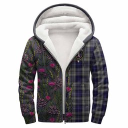 ScotsTee Shop Scottish Napier Family Crest Tartan Hoodie Scottish Thistle Flower Half Style