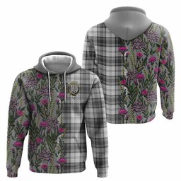 ScotsTee Shop Scottish Glendinning Family Crest Tartan Hoodie Scottish Thistle Flower Half Style