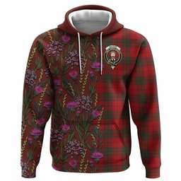 ScotsTee Shop Scottish MacNab (McNab) Family Crest Tartan Hoodie Scottish Thistle Flower Half Style