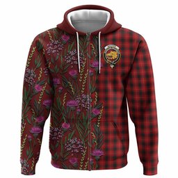 ScotsTee Shop Scottish MacIver (McIver) Family Crest Tartan Hoodie Scottish Thistle Flower Half Style