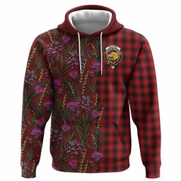 ScotsTee Shop Scottish MacIver (McIver) Family Crest Tartan Hoodie Scottish Thistle Flower Half Style