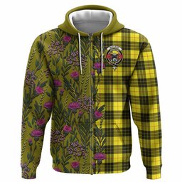 ScotsTee Shop Scottish MacLeod (McLeod) Family Crest Tartan Hoodie Scottish Thistle Flower Half Style