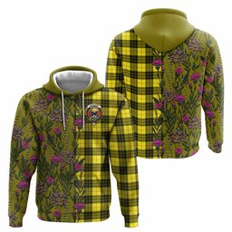 ScotsTee Shop Scottish MacLeod (McLeod) Family Crest Tartan Hoodie Scottish Thistle Flower Half Style