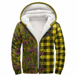 ScotsTee Shop Scottish MacLeod (McLeod) Family Crest Tartan Hoodie Scottish Thistle Flower Half Style