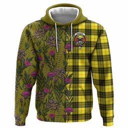 ScotsTee Shop Scottish MacLeod (McLeod) Family Crest Tartan Hoodie Scottish Thistle Flower Half Style
