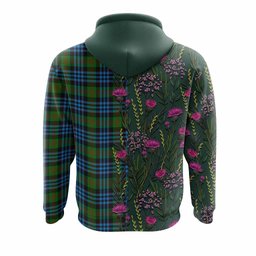 ScotsTee Shop Scottish Newlands Family Crest Tartan Hoodie Scottish Thistle Flower Half Style