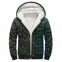 ScotsTee Shop Scottish Newlands Family Crest Tartan Hoodie Scottish Thistle Flower Half Style