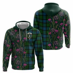ScotsTee Shop Scottish MacKay (McKay) Family Crest Tartan Hoodie Scottish Thistle Flower Half Style