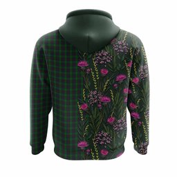 ScotsTee Shop Scottish Elphinstone Family Crest Tartan Hoodie Scottish Thistle Flower Half Style