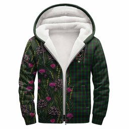 ScotsTee Shop Scottish Elphinstone Family Crest Tartan Hoodie Scottish Thistle Flower Half Style