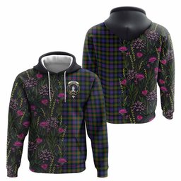 ScotsTee Shop Scottish Fleming Family Crest Tartan Hoodie Scottish Thistle Flower Half Style