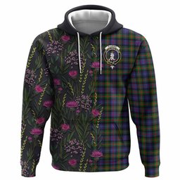ScotsTee Shop Scottish Fleming Family Crest Tartan Hoodie Scottish Thistle Flower Half Style