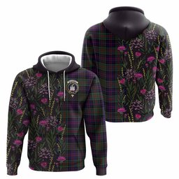 ScotsTee Shop Scottish MacDonald (McDonald) of Clanranald Family Crest Tartan Hoodie Scottish Thistle Flower Half Style