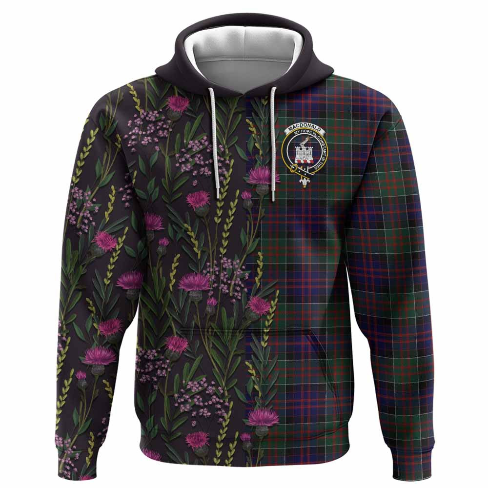 ScotsTee Shop Scottish MacDonald (McDonald) of Clanranald Family Crest Tartan Hoodie Scottish Thistle Flower Half Style