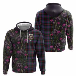 ScotsTee Shop Scottish Nairn Family Crest Tartan Hoodie Scottish Thistle Flower Half Style