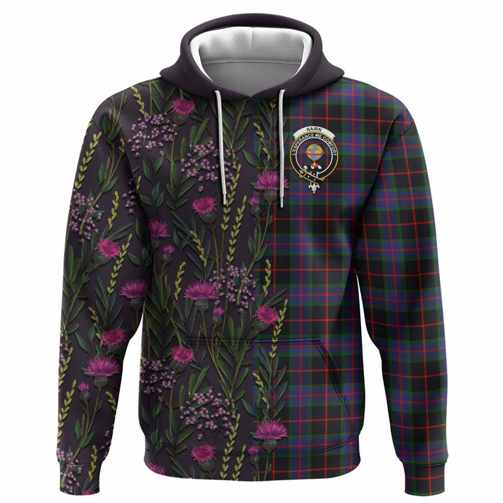 ScotsTee Shop Scottish Nairn Family Crest Tartan Hoodie Scottish Thistle Flower Half Style
