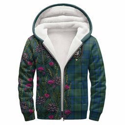 ScotsTee Shop Scottish Lockhart Family Crest Tartan Hoodie Scottish Thistle Flower Half Style